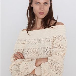 Zara Textured Off The Shoulder Top